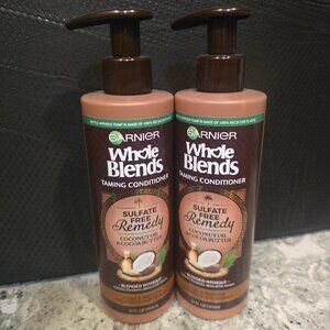 (2) Garnier Whole Blends Taming Conditioner - Coconut Oil & Cocoa Butter - 12 fl